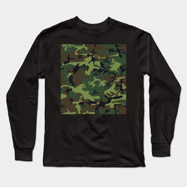 Green Woodland Military Camo Long Sleeve T-Shirt by 3QuartersToday